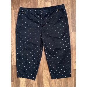 Khakis &‎ Co. Capri Cropped Pants Black White Print Casual Size 16